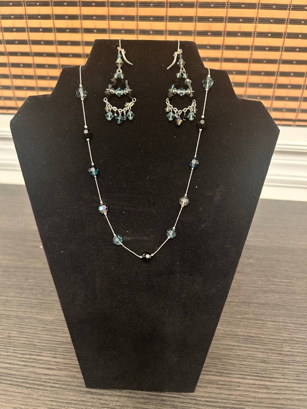 Sorelli Crystal Station Bead Necklace + Earrings